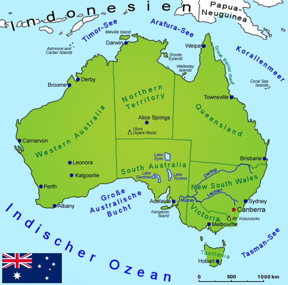 Australien - Landkarte und Flagge